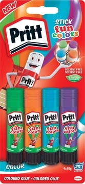 Een Pritt plakstift Fun Colors 10 g, blister van 4 stuks koop je bij Muys Kantoor & Kado