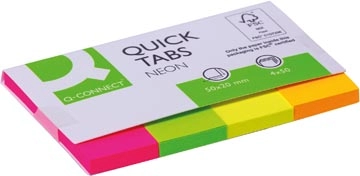 Een Q-CONNECT Quick Tabs, ft 20 x 50 mm, 4 x 50 tabs, geassorteerde kleuren koop je bij Muys Kantoor & Kado