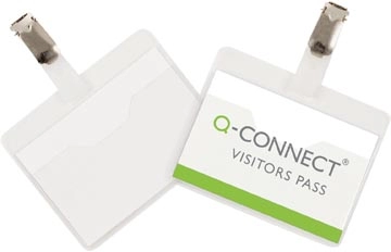 Een Q-CONNECT badge met clip 90 x 60 mm, doos van 25 stuks koop je bij Muys Kantoor & Kado