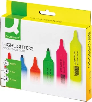 Een Q-CONNECT markeerstift, pak van 6 stuks in geassorteerde kleuren koop je bij Muys Kantoor & Kado