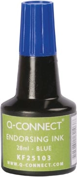 Een Q-CONNECT stempelinkt, flesje van 28 ml, blauw koop je bij Muys Kantoor & Kado