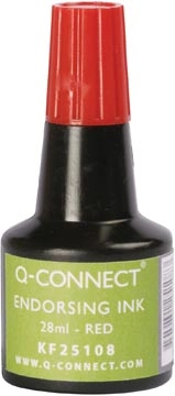 Een Q-CONNECT stempelinkt, flesje van 28 ml, rood koop je bij Muys Kantoor & Kado