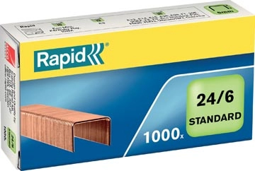 Een Rapid Nietjes 24/6, koper, doos van 1.000 nietjes koop je bij Muys Kantoor & Kado