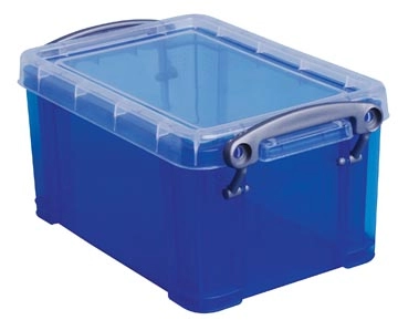 Een Really Useful Box 0,7 liter, transparant blauw koop je bij Muys Kantoor & Kado