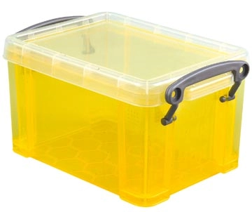 Een Really Useful Box 0,7 liter, transparant geel koop je bij Muys Kantoor & Kado