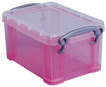 Een Really Useful Box 0,7 liter, transparant roze koop je bij Muys Kantoor & Kado