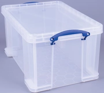 Een Really Useful Box 48 liter, transparant, per stuk verpakt in karton koop je bij Muys Kantoor & Kado