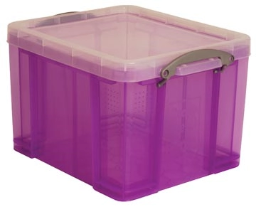 Een Really Useful Box opbergdoos 35 liter, transparant paars koop je bij Muys Kantoor & Kado