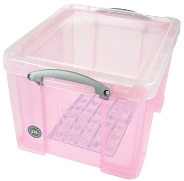 Een Really Useful Box opbergdoos 35 liter, transparant roze koop je bij Muys Kantoor & Kado