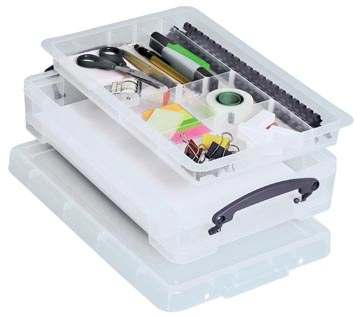 Een Really Useful Box opbergdoos 4 liter met divider, transparant koop je bij Muys Kantoor & Kado