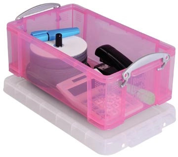 Een Really Useful Box opbergdoos 9 liter, transparant roze koop je bij Muys Kantoor & Kado