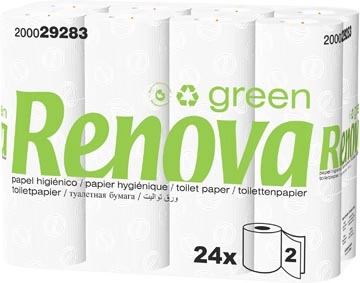 Een Renova Green toiletpapier, 2-laags, 130 vellen, pak van 96 rollen koop je bij Muys Kantoor & Kado