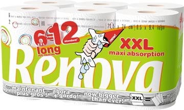 Een Renova keukenpapier Maxi Absorption XXL, 2-laags, 80 vel per rol, pak van 6 rollen koop je bij Muys Kantoor & Kado