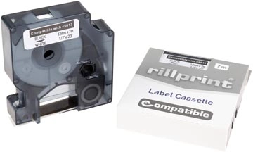 Een Rillprint compatible D1 tape voor Dymo 45013, 12 mm, zwart op wit koop je bij Muys Kantoor & Kado