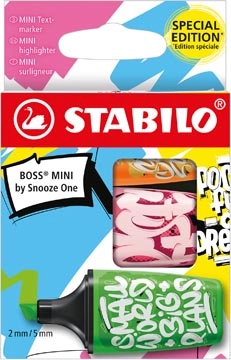 Een STABILO BOSS MINI Snooze One markeerstift, etui van 3 stuks: oranje, groen en roze koop je bij Muys Kantoor & Kado