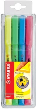 Een STABILO flash markeerstift, etui van 4 stuks in geassorteerde kleuren koop je bij Muys Kantoor & Kado