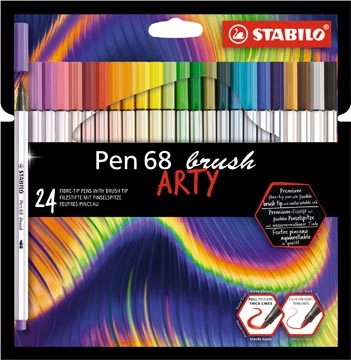 Een STABILO pen 68 brush ARTY, etui van 24 stuks, assorti koop je bij Muys Kantoor & Kado