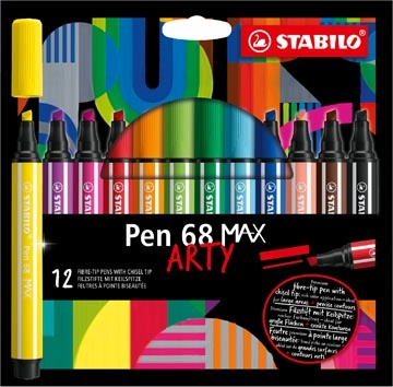 Een STABILO pen 68 viltstift MAX ARTY, etui van 12 stuks, assorti koop je bij Muys Kantoor & Kado