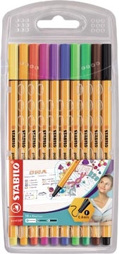 Een STABILO point 88 fineliner, etui van 10 stuks in geassorteerde kleuren koop je bij Muys Kantoor & Kado