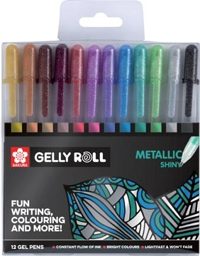 Een Sakura roller Gelly Roll Metallic, etui van 12 stuks in geassorteerde kleuren koop je bij Muys Kantoor & Kado