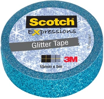 Een Scotch Expressions glitter tape, 15 mm x 5 m, blauw koop je bij Muys Kantoor & Kado