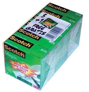 Een Scotch plakband Magic Tape ft 19 mm x 33 m, pak van 6 rollen koop je bij Muys Kantoor & Kado