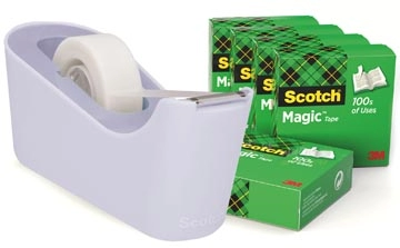 Een Scotch verzwaarde plakbandafroller inclusief 6 rollen Scotch magic tape, lavendel koop je bij Muys Kantoor & Kado