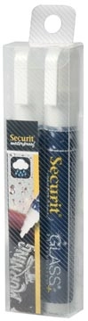 Een Securit Waterproof krijtmarker medium wit, blister met 2 stuks koop je bij Muys Kantoor & Kado