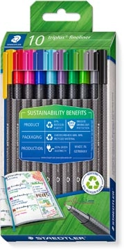 Een Staedtler Triplus fineliner eco, doosje van 10 stuks, assorti koop je bij Muys Kantoor & Kado