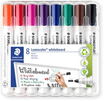 Een Staedtler whiteboardmarker Lumocolor, etui van 8 stuks in geassorteerde kleuren koop je bij Muys Kantoor & Kado