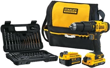 Een Stanley Fatmax schroefklopboormachine 18V, met 2 accu's, softbag en 50-delige accessoireset koop je bij Muys Kantoor & Kado