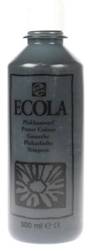 Een Talens Ecola plakkaatverf flacon van 500 ml, zwart koop je bij Muys Kantoor & Kado