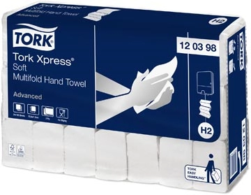 Een Tork Xpress Advanced handdoek 2-laags, systeem H2, wit, ft 25,5x21,2 cm, pak van 21 stuks koop je bij Muys Kantoor & Kado