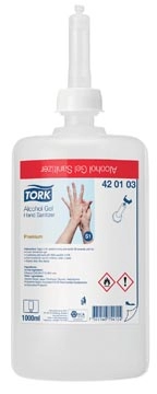 Een Tork alcohol gel voor handdesinfectie, systeem S1, flacon van 1 liter koop je bij Muys Kantoor & Kado