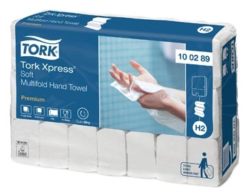 Een Tork papieren handdoeken Xpress, Soft, multifold, 2-laags, 150 vellen, systeem H2, pak van 21 stuks koop je bij Muys Kantoor & Kado