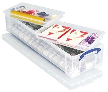 Een Really Useful Box opbergdoos 22 liter met 2 dividers, transparant koop je bij Muys Kantoor & Kado