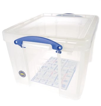 Een Really Useful Box 35 liter, transparant, per stuk verpakt in karton koop je bij Muys Kantoor & Kado