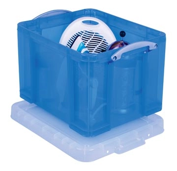 Een Really Useful Box opbergdoos 35 liter, transparant, blauw koop je bij Muys Kantoor & Kado