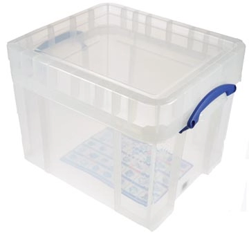 Een Really Useful Box opbergdoos 35 liter XL, transparant, voor het opbergen van medium LP's koop je bij Muys Kantoor & Kado