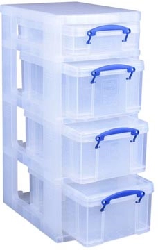 Een Really Useful Box trolley met 4 opbergdozen, zwart koop je bij Muys Kantoor & Kado