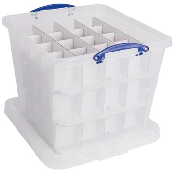 Een Really Useful Box opbergdoos, 60 l, met inzetbakje, transparant koop je bij Muys Kantoor & Kado