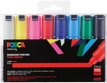 Een uni-ball Paint Marker op waterbasis Posca PC-8K doos van 8 stuks in geassorteerde kleuren koop je bij Muys Kantoor & Kado