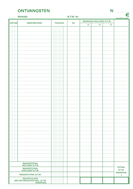 Een Kasboek Exacompta Manifold ontvangsten dupli 50vel koop je bij VHK Kantoorartikelen