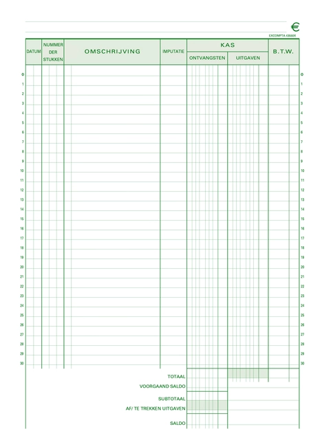 Een Kasboek Exacompta Manifold dupli 50vel koop je bij VHK Kantoorartikelen