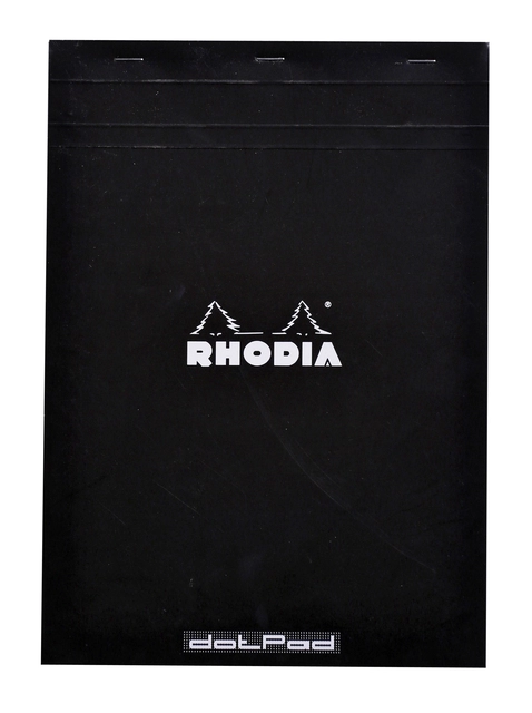 Een Schrijfblok Rhodia A4 dots 80 vel 90gr zwart koop je bij VHK Kantoorartikelen