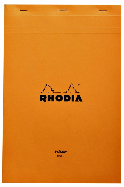 Een Schrijfblok Rhodia A4 lijn 80 vel 80gr geel koop je bij VHK Kantoorartikelen