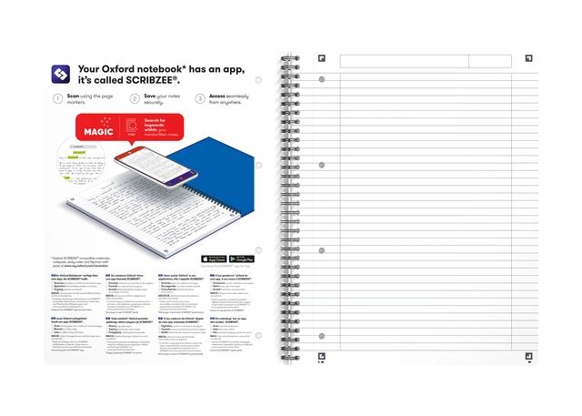 Een Collegeblok Oxford Office Essentials A4+ lijn 4-gaats 180 pagina's 80gr assorti koop je bij VHK Kantoorartikelen