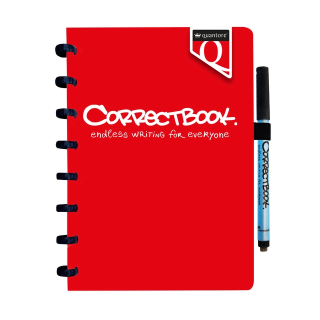 Een Notitieboek Correctbook Quantore A5 lijn 40blz rood koop je bij VHK Kantoorartikelen