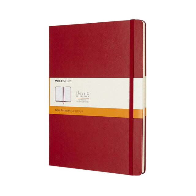 Een Notitieboek Moleskine XL 190x250mm lijn hard cover scarlet red koop je bij Hoekmankantoorartikelen.nl