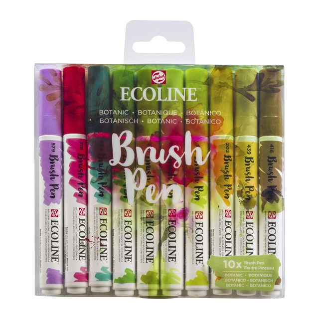 Een Brushpen Talens Ecoline set botanisch blister à 10 stuks assorti koop je bij VHK Kantoorartikelen